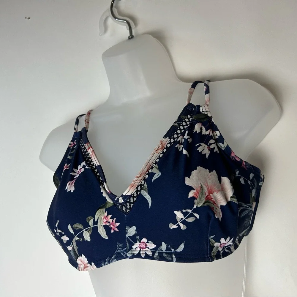 Azura Australia Dark‎ Blue Floral Swim Bra Size 8